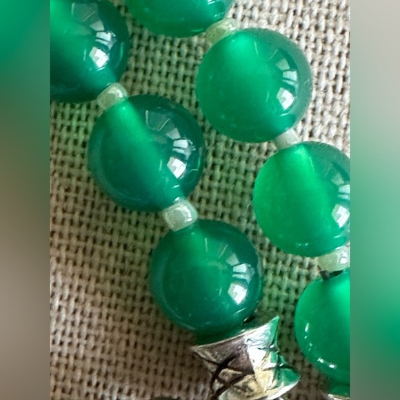 22 inch Green Agate bead necklace NWOT - Picture 9 of 12